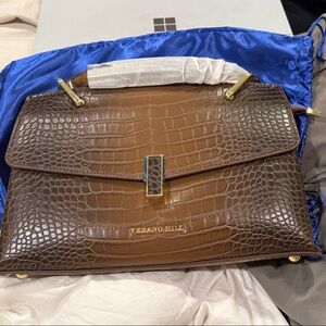 Texano Hill Crocodile Embossed Brown Satchel